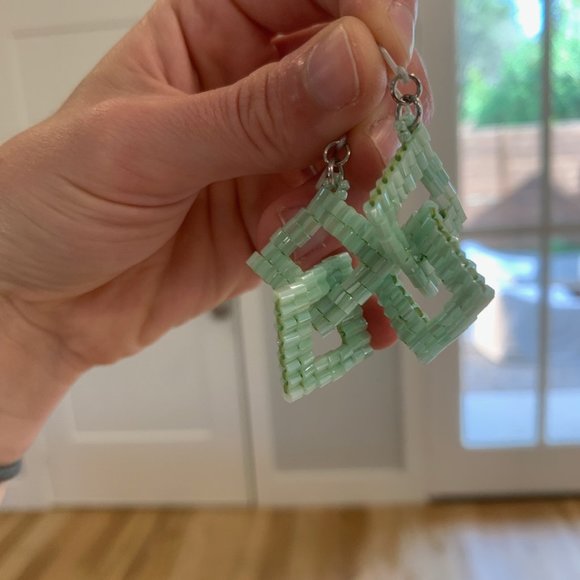 Sea Glass Color Beaded Earrings from Japan - Picture 8 of 11